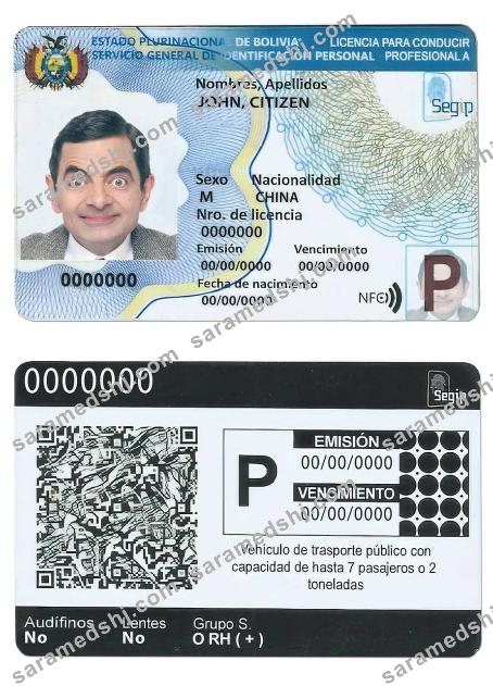 Bolivia driving license template in PSD format,fully editable(2017present)